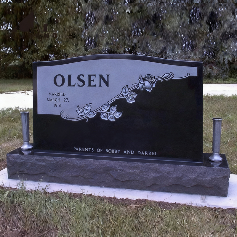 ศิลาจารึกหินอ่อนลายกุหลาบลายขาวดำตัดกัน